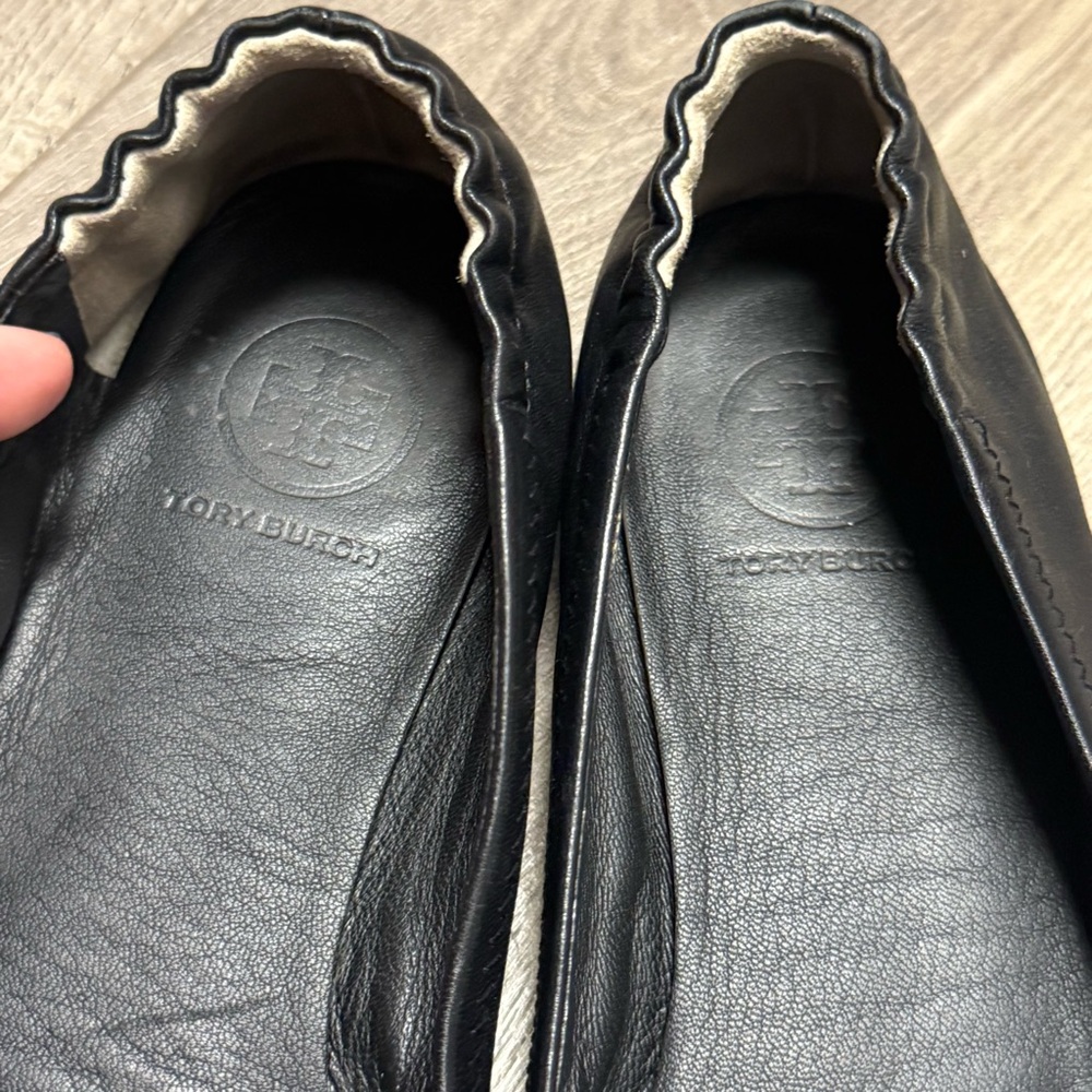 Tory Burch Minnie Reva Black Leather Ballet Flats 6.5 - Picture 3 of 10